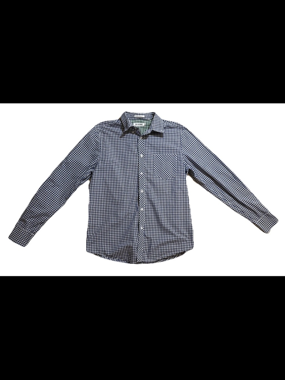 Ben Sherman Mens Button Down Shirt Size Large Navy Gingham Check 100% Cotton